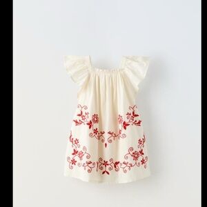 ZARA Embroidered Cream Dress